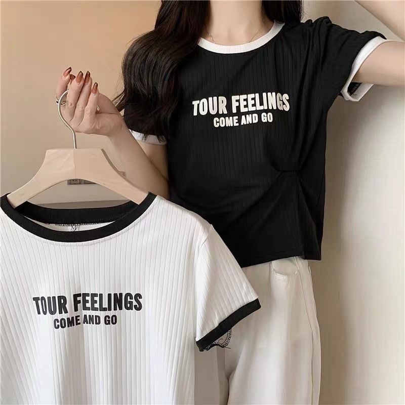 Áo Thun Cotton Cổ Tròn Ngắn Tay Phong Cách Hàn Quốc Cho Nữ JL-TX-441