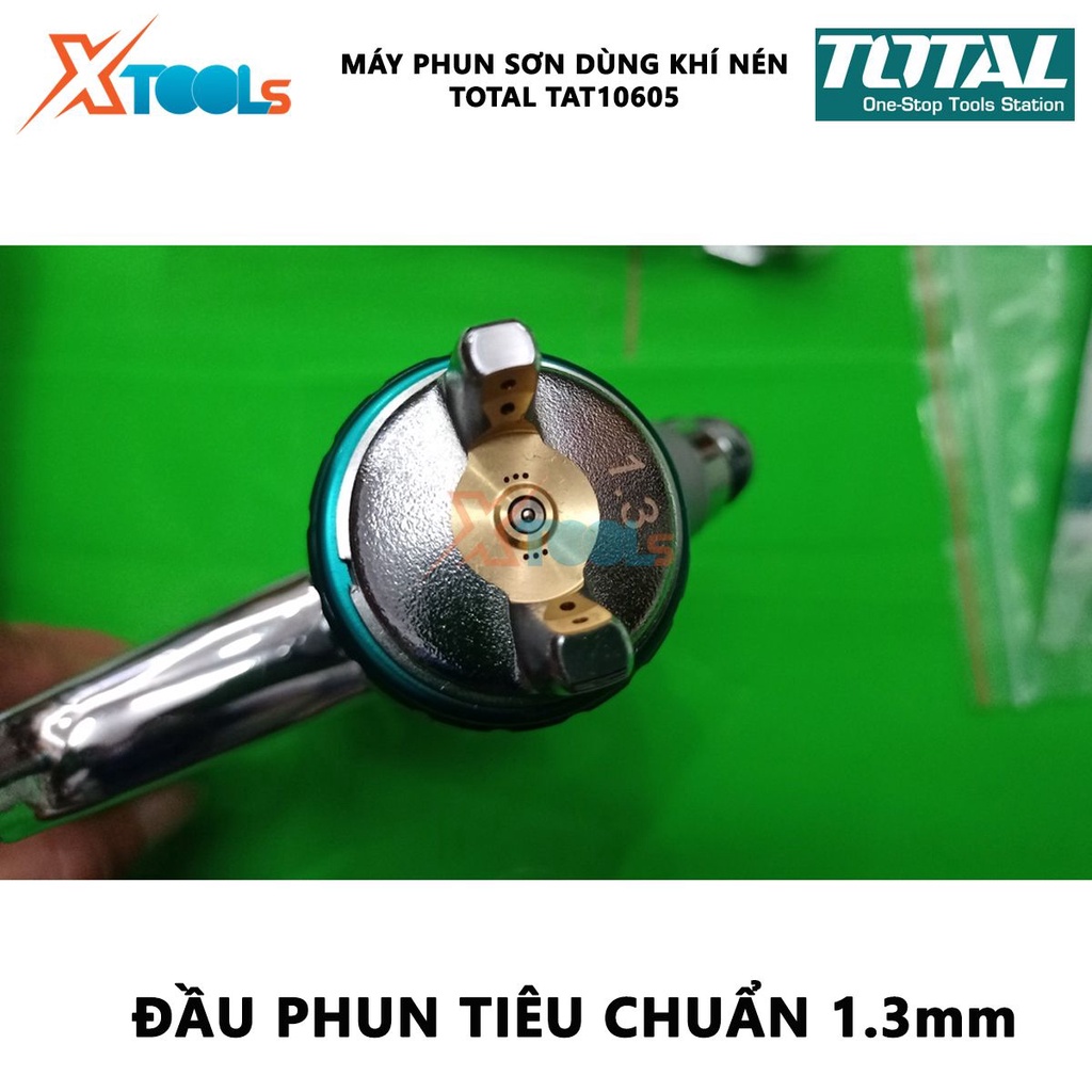 MÁY PHUN SƠN DÙNG KHÍ NÉN TOTAL TAT10605, súng phun sơn dùng khí nén 1.3mm, dung tích bình 600cc, áp suất 2bar