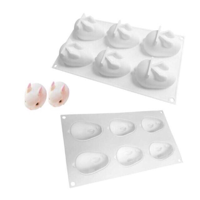 Khuôn silicon hình thỏ 6 ô