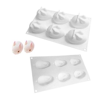 Khuôn silicon hình thỏ 6 ô