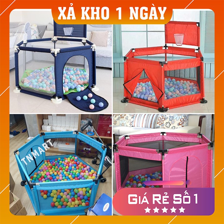 Nhà bóng cho bé, Quây bóng cho bé lục giác khung inox kèm 10 bóng