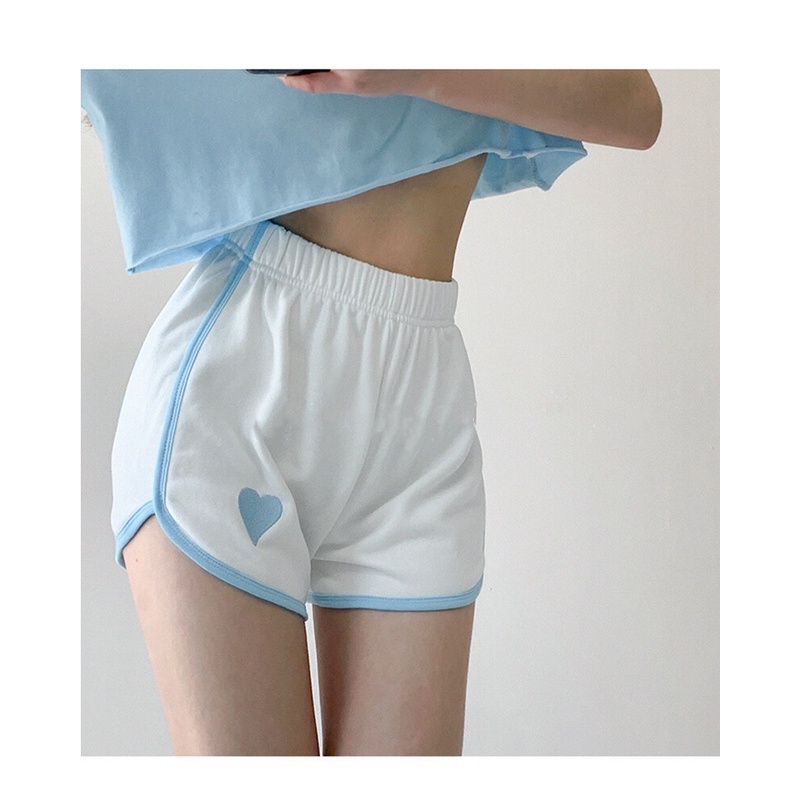 Quần đùi short nữ Viền Tim cạp chun freesize đen trắng ghi xanh phom ôm tôn vòng 3 tập gym yoga mặc nhà hè thun C820 | BigBuy360 - bigbuy360.vn