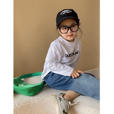 Áo thun trắng tay dài in chữ cho bé A881