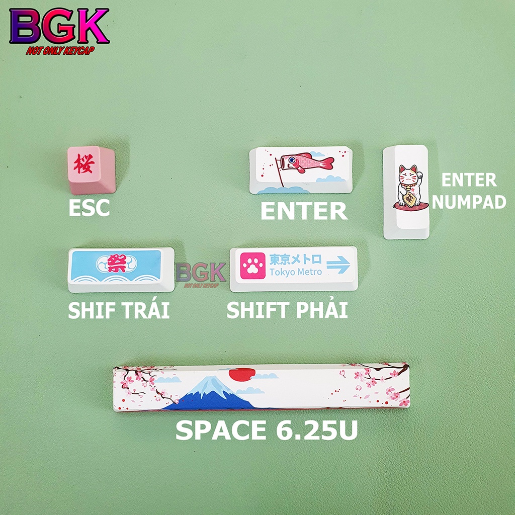 Bộ Nút Bàn Phím Cơ 6 Nút PBT in Dye Sub Chủ Đề Tokyo Tour OEM Profile