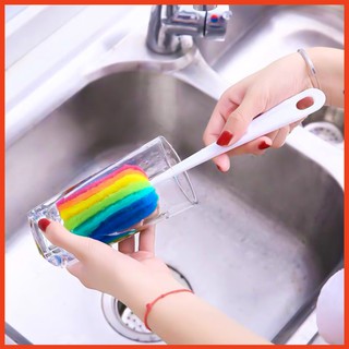 Dụng cụ cọ ly, cọ chai, cọ bình sữa chuyên dụng 7 màu (dụng cụ vệ sinh cốc, bình)
