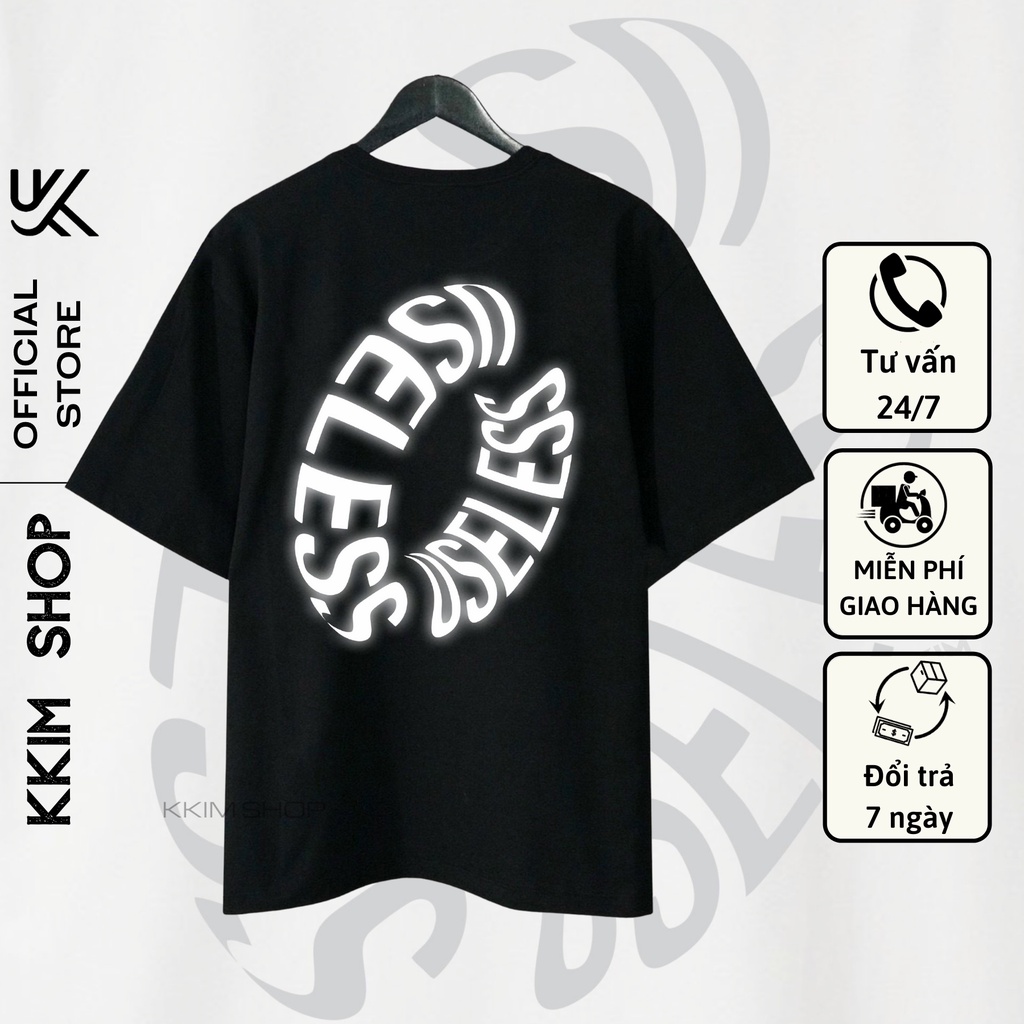 Áo Thun Tay Lỡ Phản Quang Bạc Sang Trọng, Form rộng oversize, áo phông unisex, chất liệu Cotton - KKIM Shop