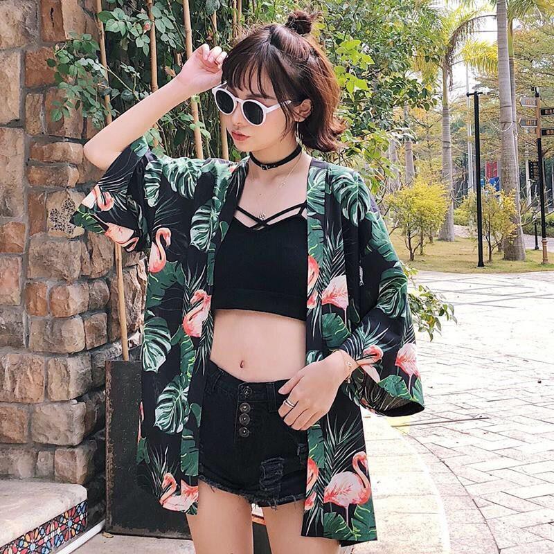 Quần áo chống nắng phong cách hàn quốc khoác gió cardigan dáng rộng rãi kimono mỏng xu hướng nữ sinh