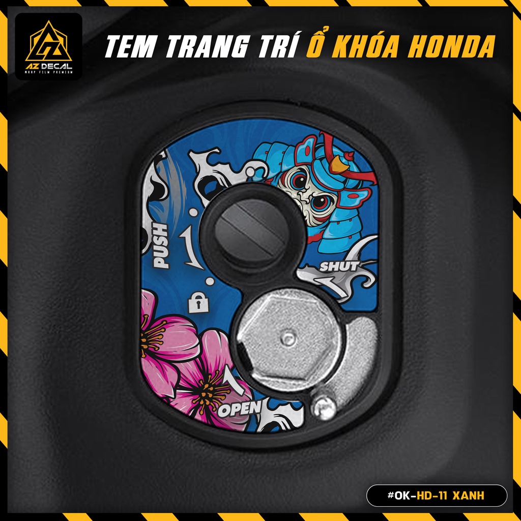 Tem Dán Ổ Khóa Cơ Honda Thiết Kế Samurai | OK-HD-11 | Decal Dán Ổ Khóa Xe Vision, SH, Wave, Winner, Air Blade, Winner X