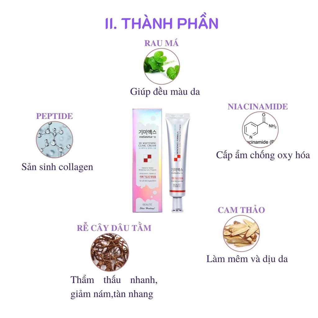 Kem mờ nám, tàn nhang Melasma-X 3D Whitening Clinic Cream, Kem trắng da 3D chính hãng Hàn Quốc