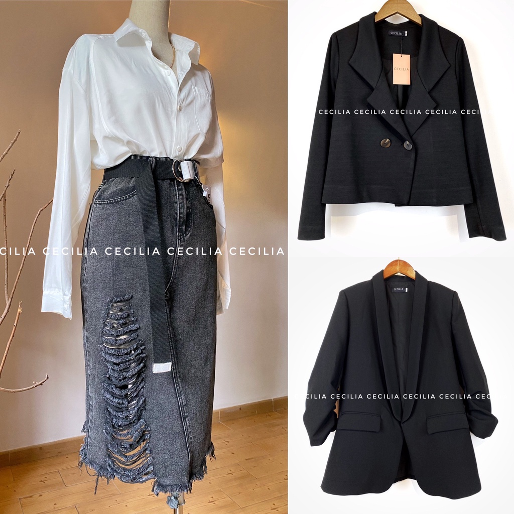 Áo blazer ESTELLE by CECILIA màu đen (ảnh thật chụp bởi CECILIA chuẩn màu) | BigBuy360 - bigbuy360.vn