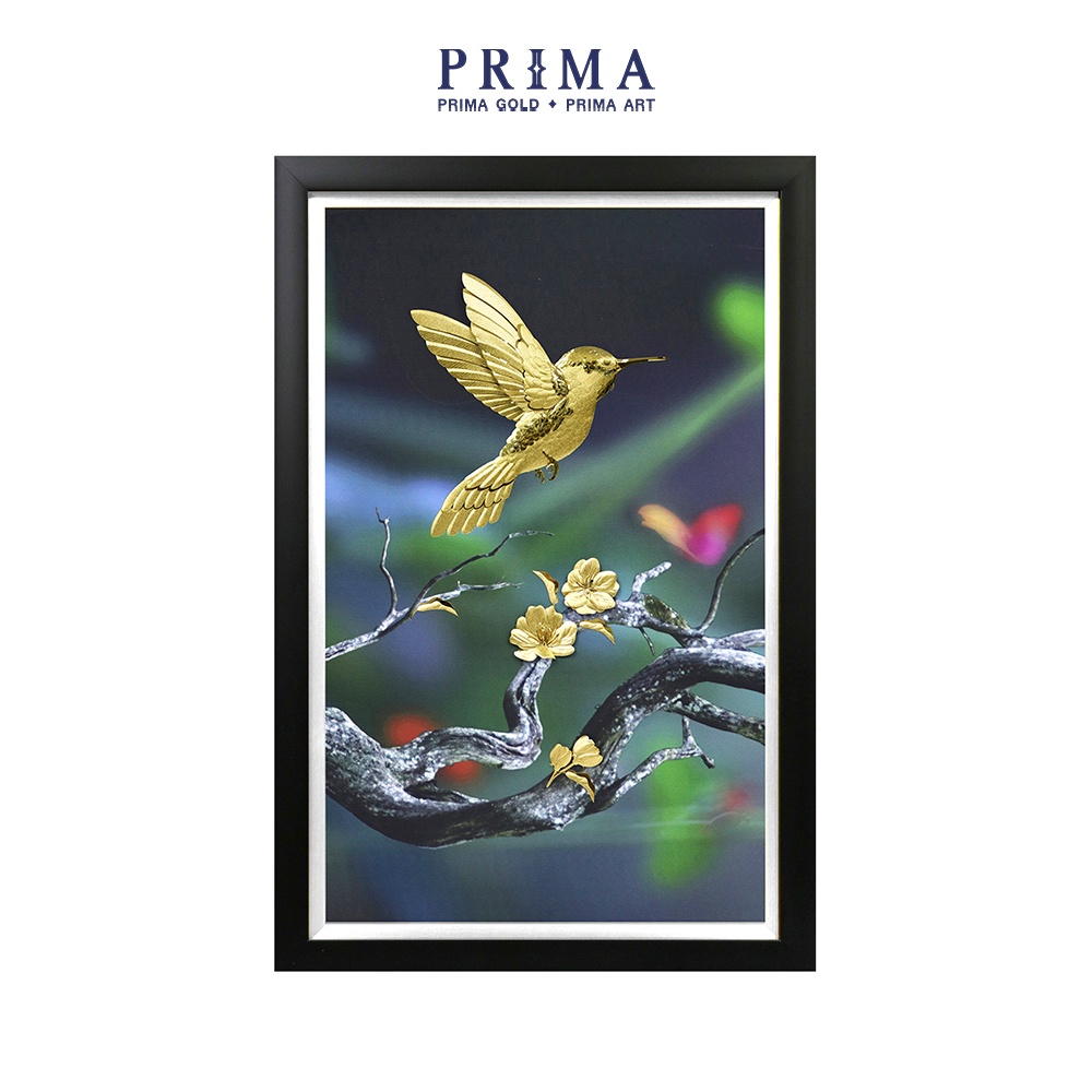 Tranh Vàng 24K PRIMA ART - Bộ Sưu tập Đôi Chim Và Cành Hoa Mai - Bộ 4 bức - Kích thước 53 x 35 cm - CGS-0750-01