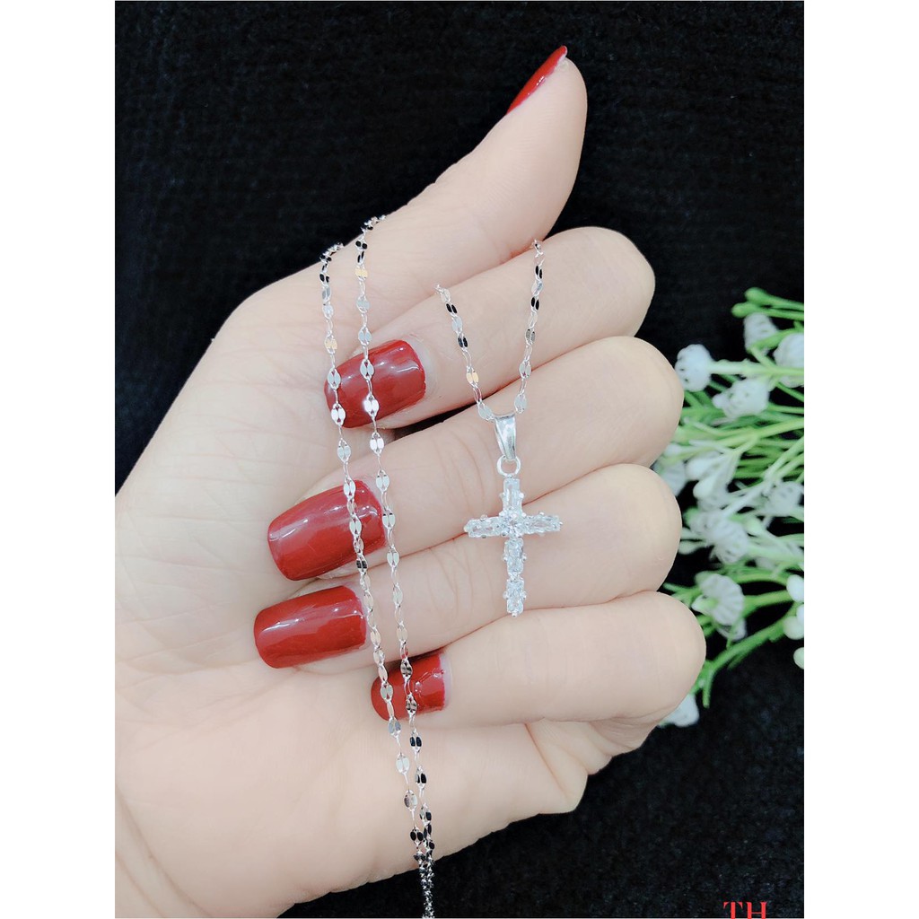 free ship dây chuyền mặt thánh giá full đá bạc ta nhỏ