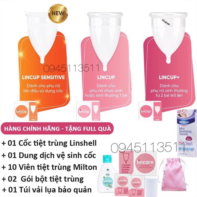 Bộ Cốc nguyệt san Lincup Sensitive, Lincup và Lincup+ chính hãng từ Mỹ của Lingroup0