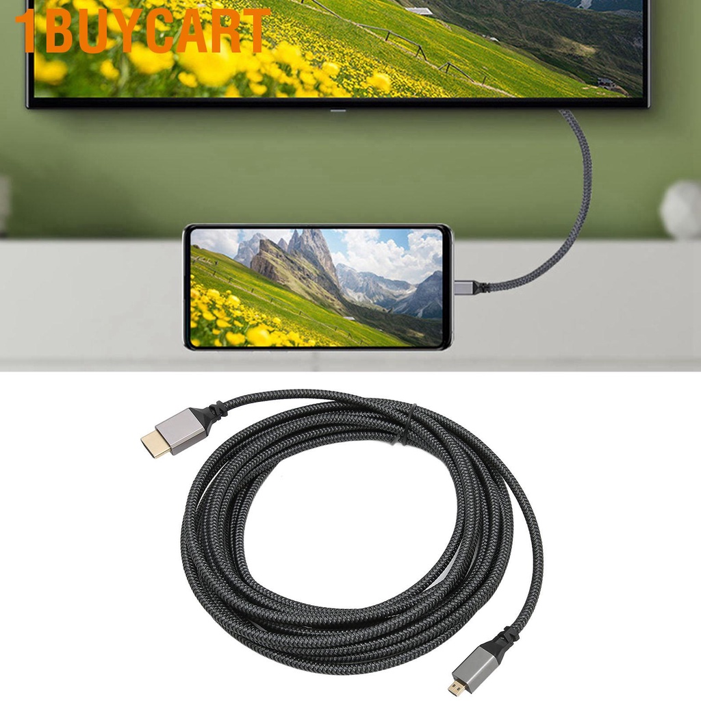 1buycart 4K HD Multimedia Interface Cable Male to 18Gbps High Speed 60Hz Knit Micro Adapter
