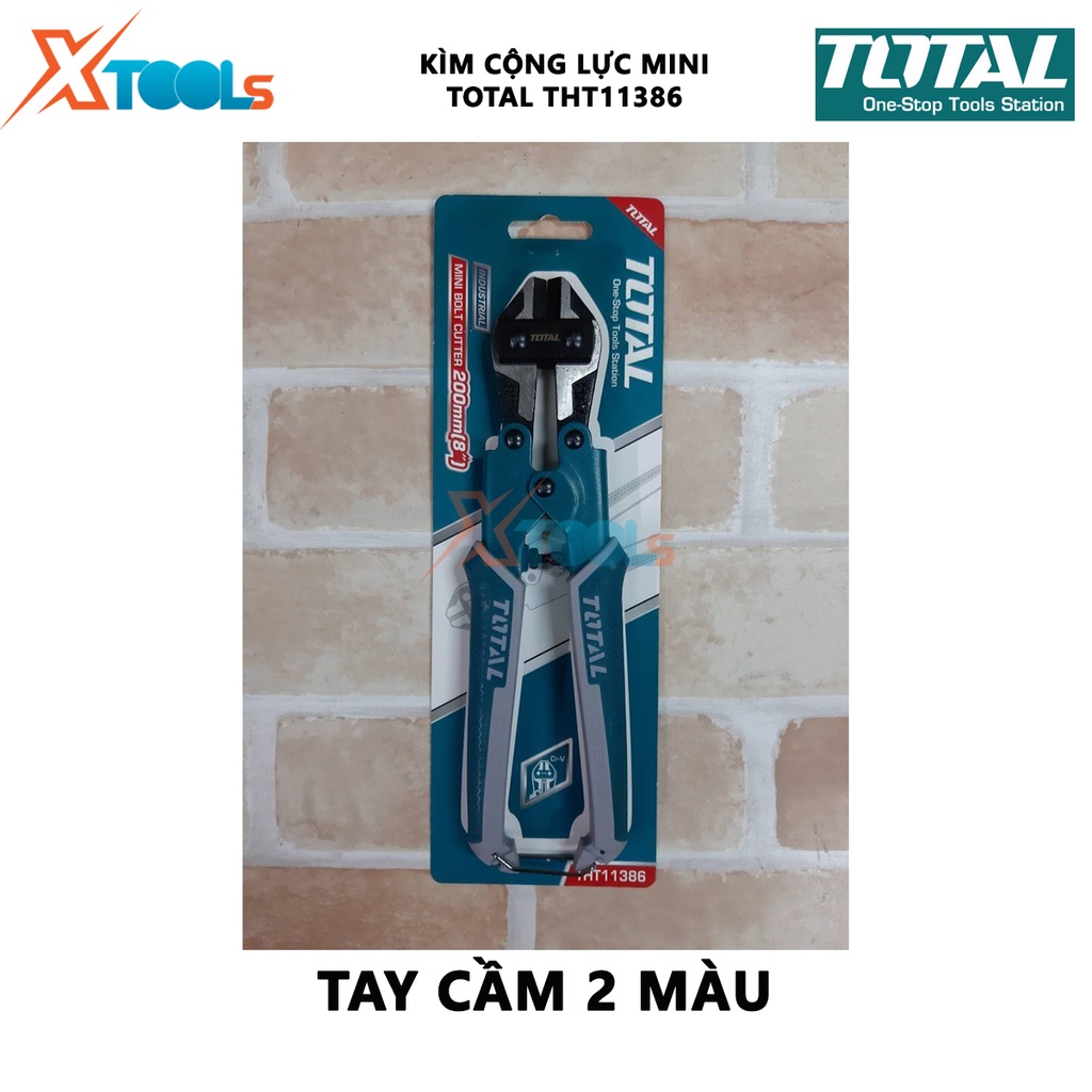 Kìm cộng lực đa năng mini TOTAL THT11386 8&quot; Kềm cộng lực mini thép Cr-V chống rỉ siêu cứng cắt sắt kim loại cáp dây điện