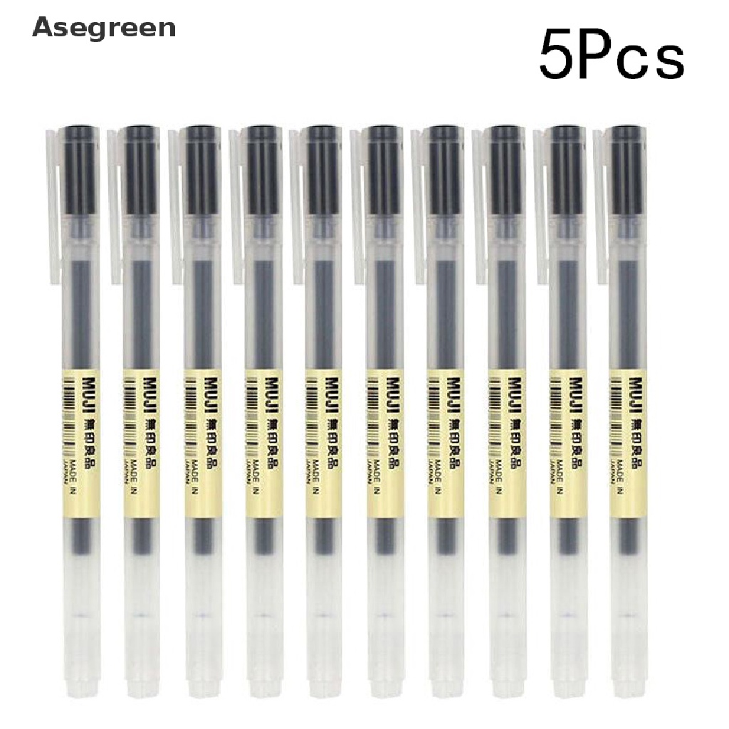 Set 5 bút mực gel MUJI cỡ ngòi 0.38mm/0.5mm không độc hại màu xanh dương/đen tiện dụng