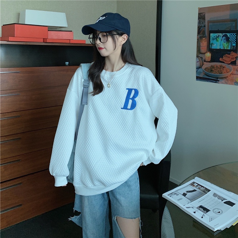 【ZHELIHANGFEI】Áo Thun Sweater Tay Dài Thêu Họa Tiết Xinh Xắn