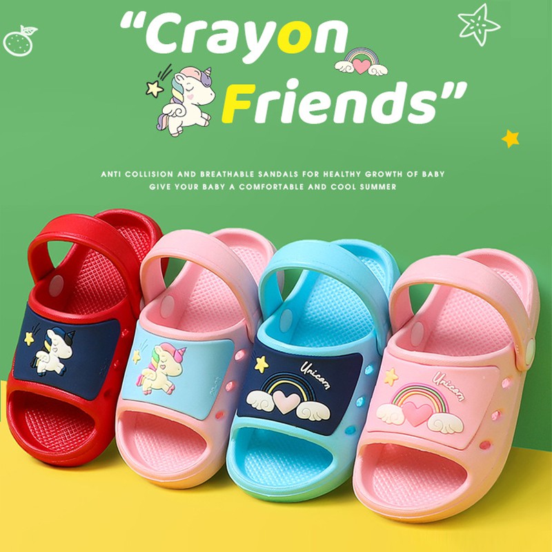 AYUER Giày Sandal Chống Trượt Hình Ngựa Một Sừng Dễ Thương Cho Bé 1-5 Tuổi