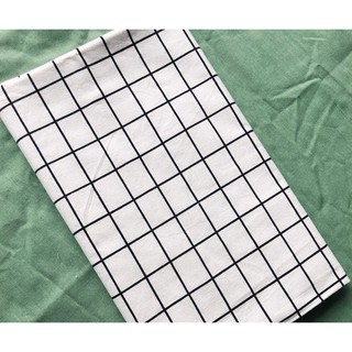 Vải canvas caro trắng chụp hình trải bàn trang trí decor