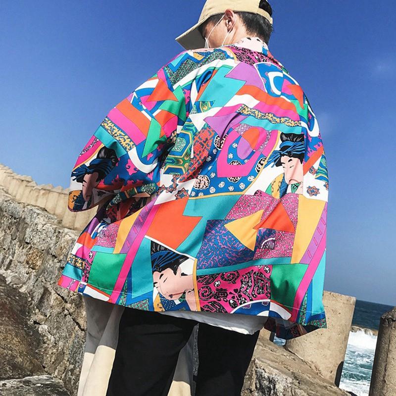 [Baywellfashion]Áo khoác kimono tay lỡ phong cách Nhật Bản cho nam
