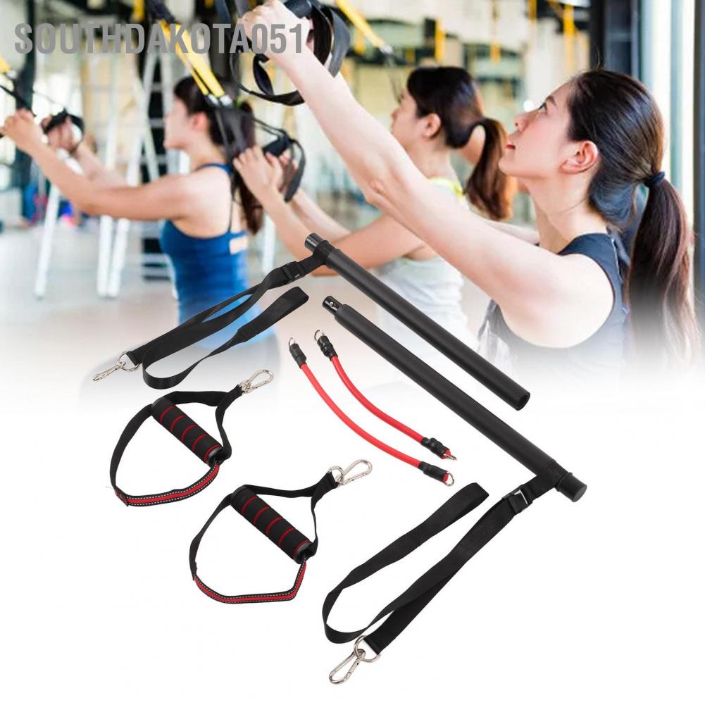 Hàng Sẵn Gậy Pilates Đa Năng - Thanh tập Pilates đa năng với dây đeo kháng lực Thiết bị thể dục Yoga【Southdakota051】