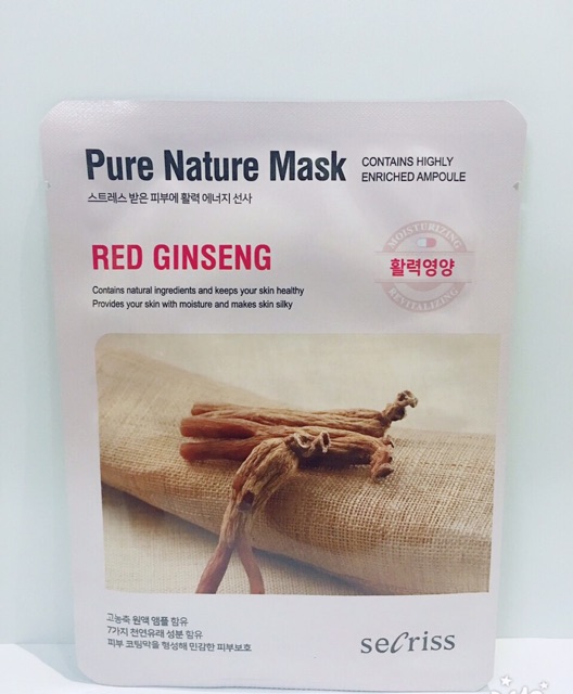 Mặt Nạ Dưỡng Da Secriss Cấp Ẩm Mờ Thâm Sáng Da Pure Nature Mask - HÀN QUỐC - DERMAROLLER