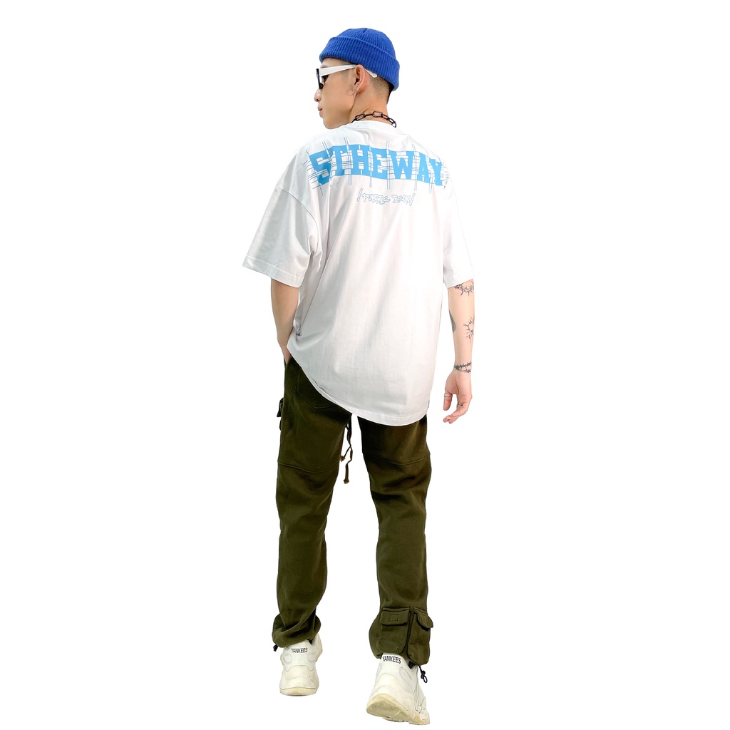 5THEWAY® /public icon/ LETTER DROP SHOULDER TEE™ in WHITE aka Áo Thun Trắng Tay Ngắn