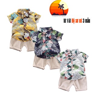 Bộ Sơ Mi Bé Trai Từ 1 Đến 5 Tuổi Quần Đũi Thoáng Mát Đi Biển Hoạt Tiết Bắt Mắt