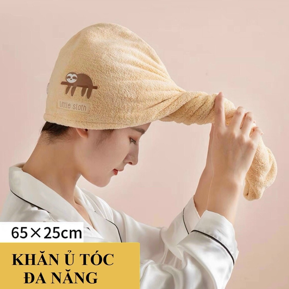 Khăn ủ tóc, khăn quấn tóc gội đầu cao cấp, vải cotton mềm mại thấm hút tốt