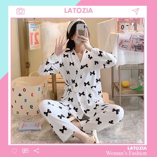 Đồ Mặc Nhà Dài Tay Kimono Đồ Ngủ Pijama Thu Đông Cho Nữ Và Mẹ Bầu Co Giãn LATOZIA TD07
