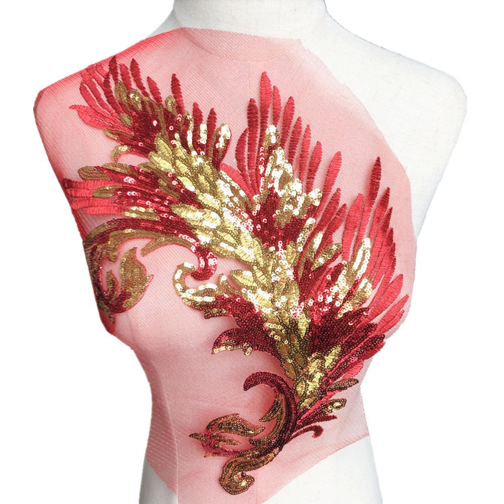 Miếng Vá Thêu Hình Hoa Lông Vũ Đính Kim Sa Lấp Lánh Trang Trí Quần Jean / Túi Xách / Váy Cưới diy