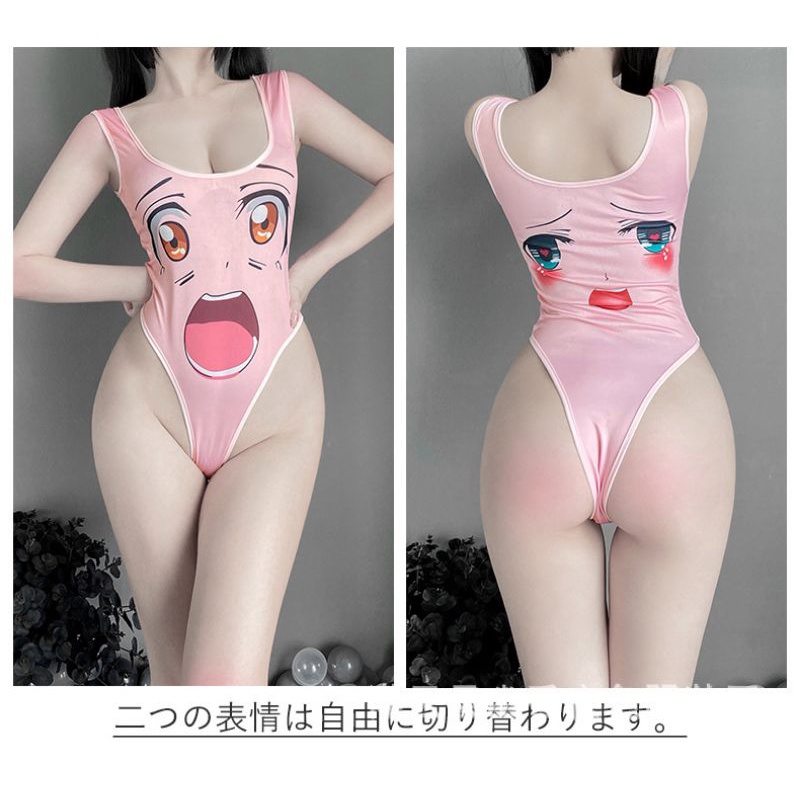 Váy ngủ 2 dây liền mảnh anime Nhật Bản - bodysuit cài đáy in họa tiết sexy