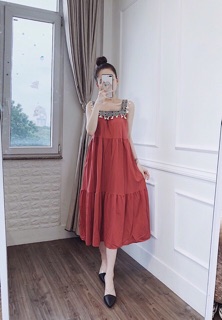 Váy 2 dây thổ cẩm đũi lụa