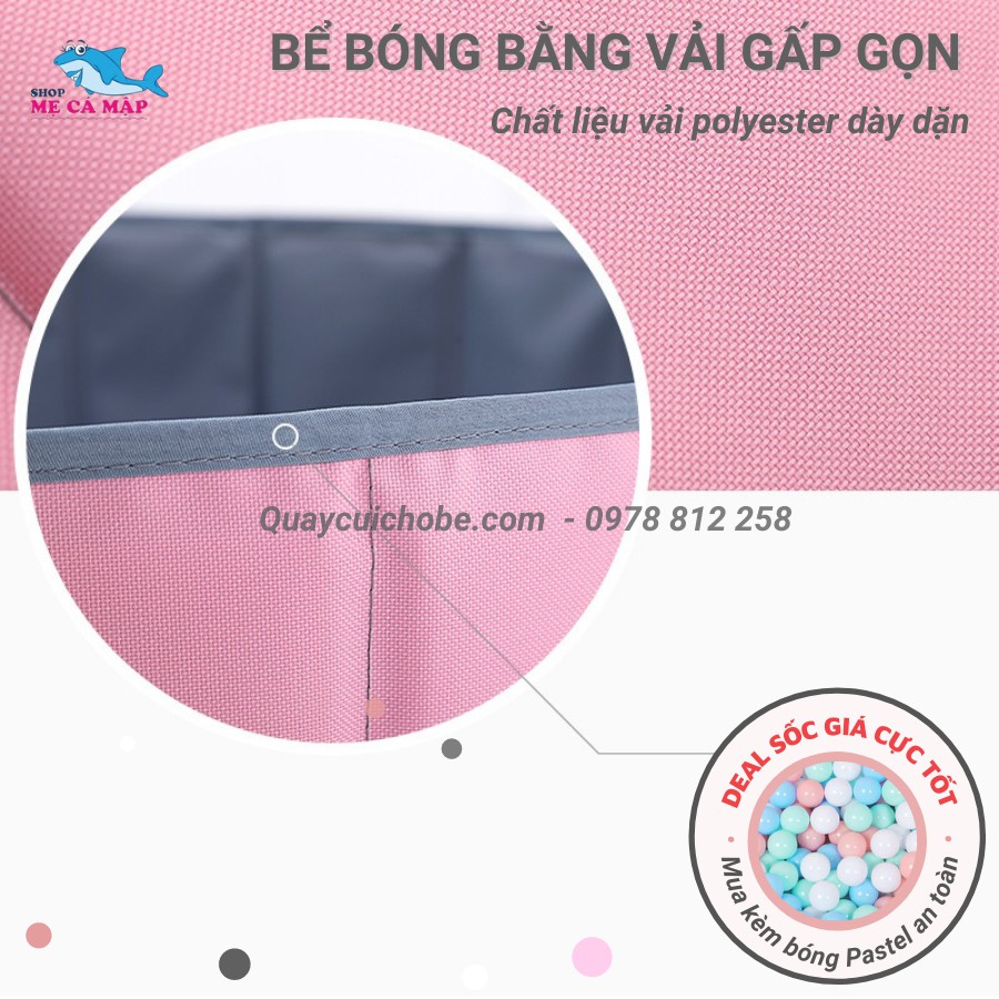 Bể bóng cho bé bằng vải cao cấp cho bé, bể bóng gấp gọn bằng vải bé trai bé trái