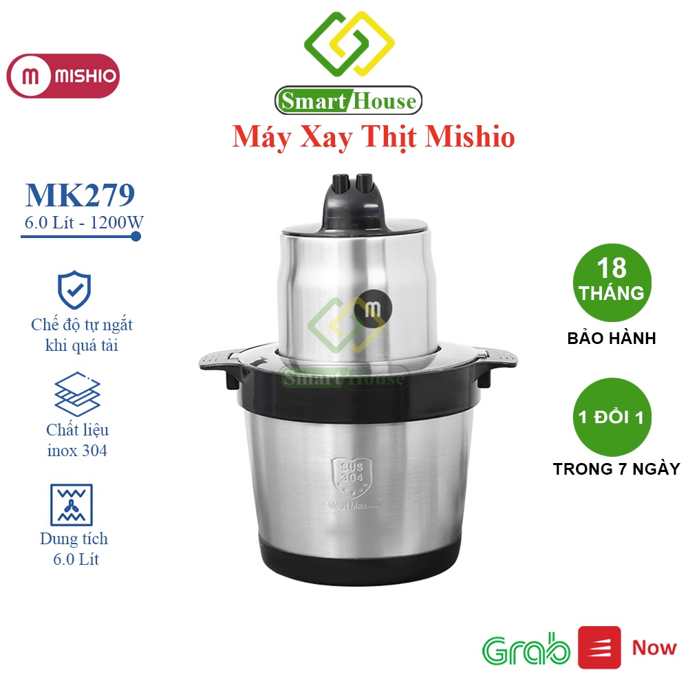 Máy Xay Thịt Giò Chả Sống 6L Mishio MK279 1200W