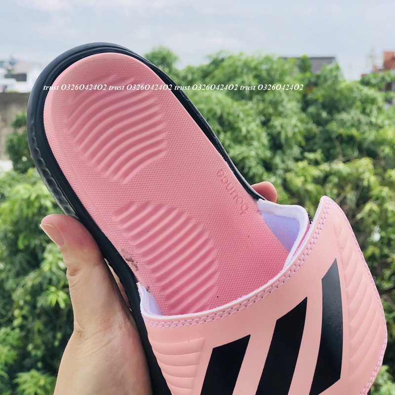 Dép Alphabounce adidas ❤️FREESHIP + FullBox❤️ quai ngang nam 3 sọc màu hồng sọc đen chất xịn 1-1, đế dày nhẹ quai da