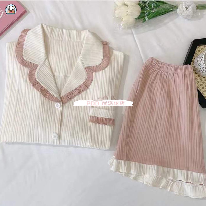 Yugui Bộ Đồ Ngủ Ngắn Tay Họa Tiết Chú Chó Tai To Dễ Thương Cho Nữ