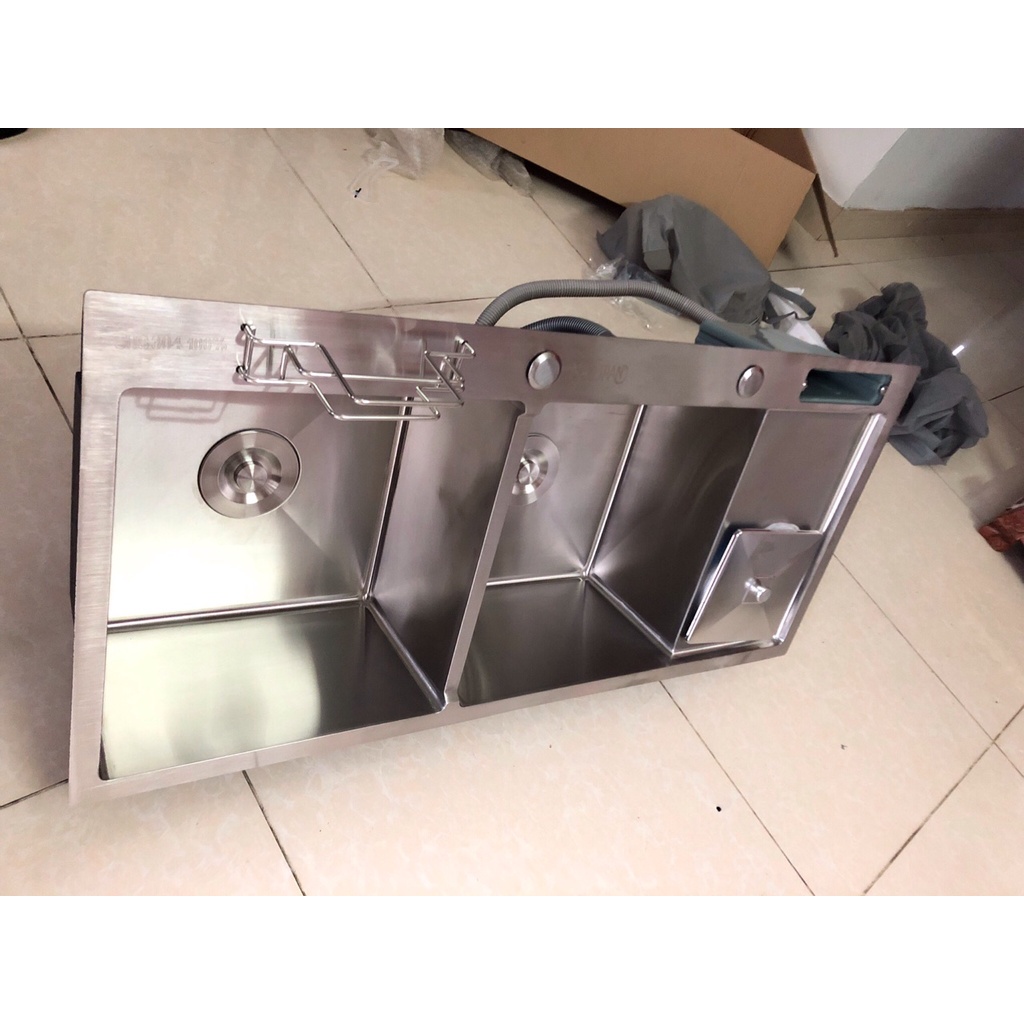 [CHẬU ĐÚC] Chậu Rửa Chén Bát INOX SUS 304 N3 10048 NA.GRAND và Rổ Rút Đa Năng và Bộ Xả Chậu