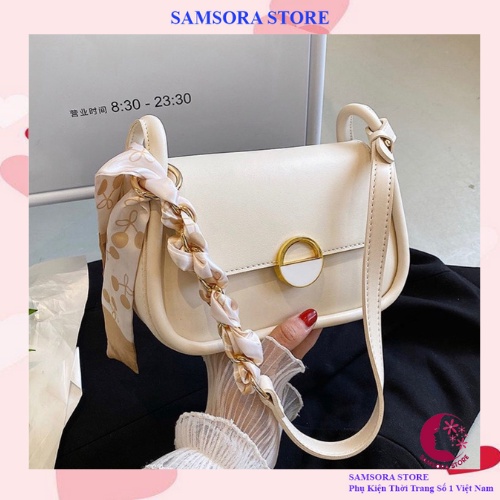 Túi đeo chéo kẹp nách nữ phối dây lụa thanh lịch công sở hàn quốc Samsora store KN2121