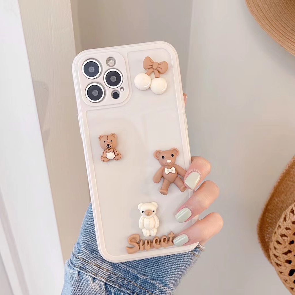 Ốp điện thoại TPU gấu 3D thích hợp cho Iphone 13promax 7plus 8 8Plus Xr X/Xs XsMax 11 11Pro 11/12Promax 12Mini 12Pro