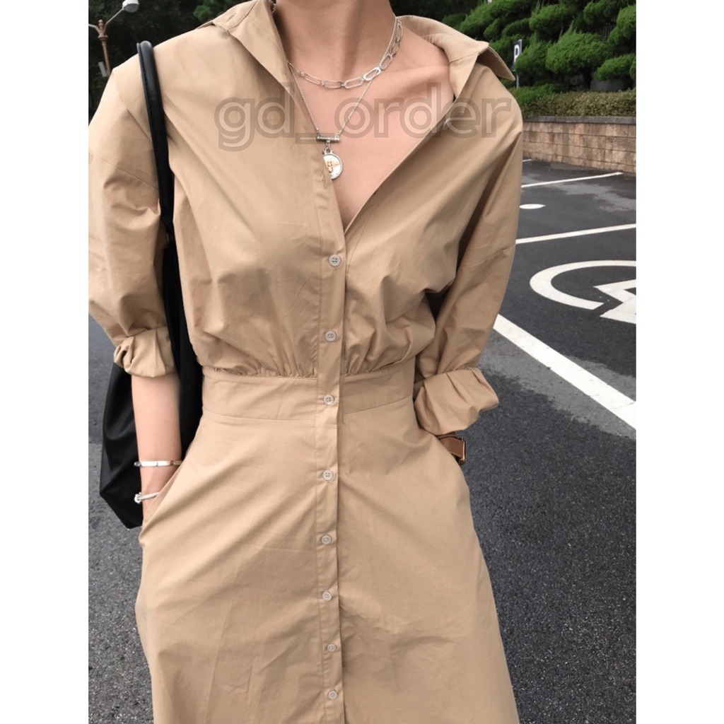 D52|Đầm sơ mi công sở suông dài đẹp sang trọng, đơn giản gd_order