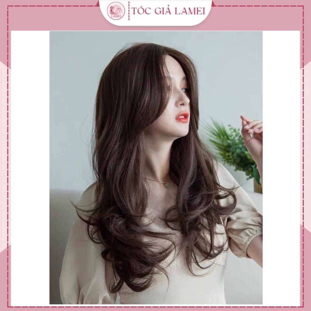 Tóc giả nữ nguyên đầu💖𝑭𝑹𝑬𝑬𝑺𝑯𝑰𝑷💖tóc giả cả đầu mái bay nhẹ xoăn đuôi phong cách hàn quốc