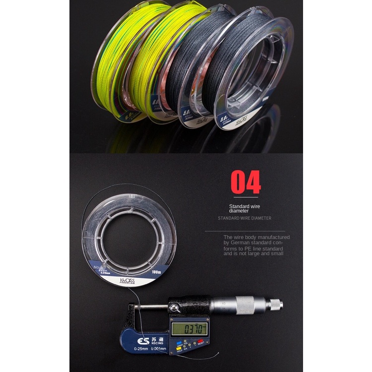 Cuộn Dây Câu Cá Bện 9 Sợi PE Dài 100M Siêu Mịn Chống Mài Mòn