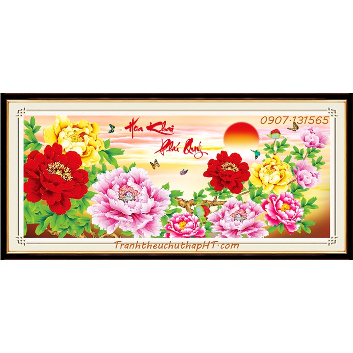 [HCM]Tranh đính đá Hoa khai phú quý VS449: 120*53cm - tự đính