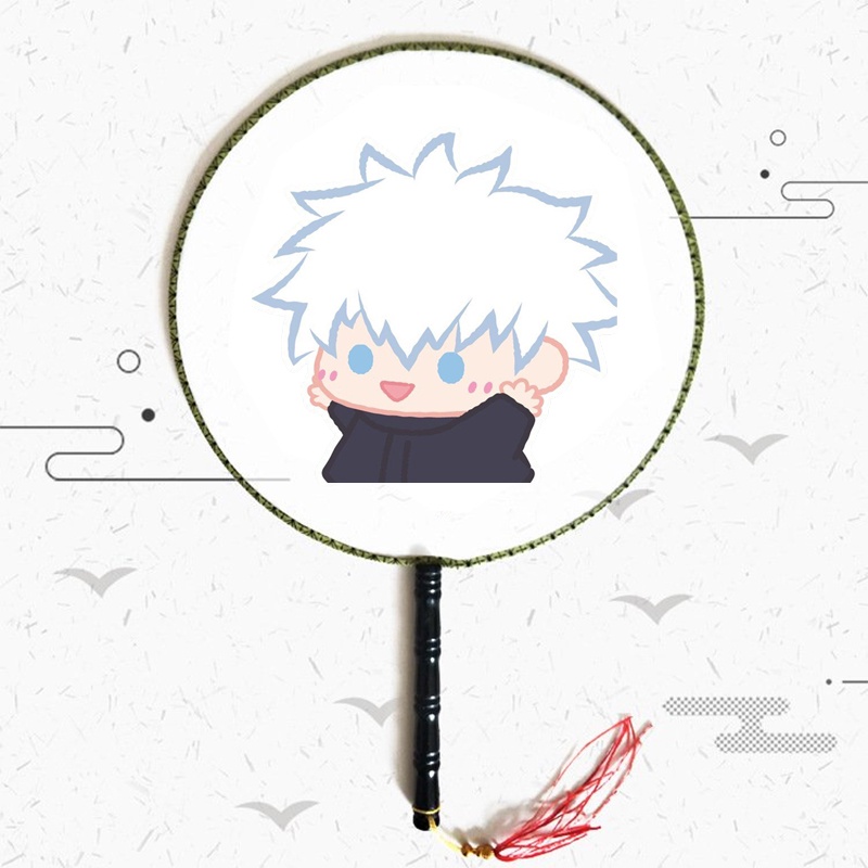 Quạt tròn cổ trang in hình JUJUTSU KAISEN ver TẬP THỂ DỤC chibi anime xinh xắn