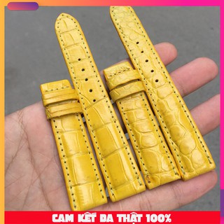 Dây đồng hồ da cá sấu màu vàng