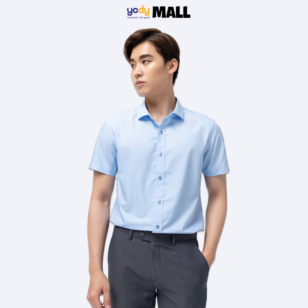 Áo sơ mi nam ngắn tay YODY cao cấp vải lụa nến khô thoáng giữ form SNM4001