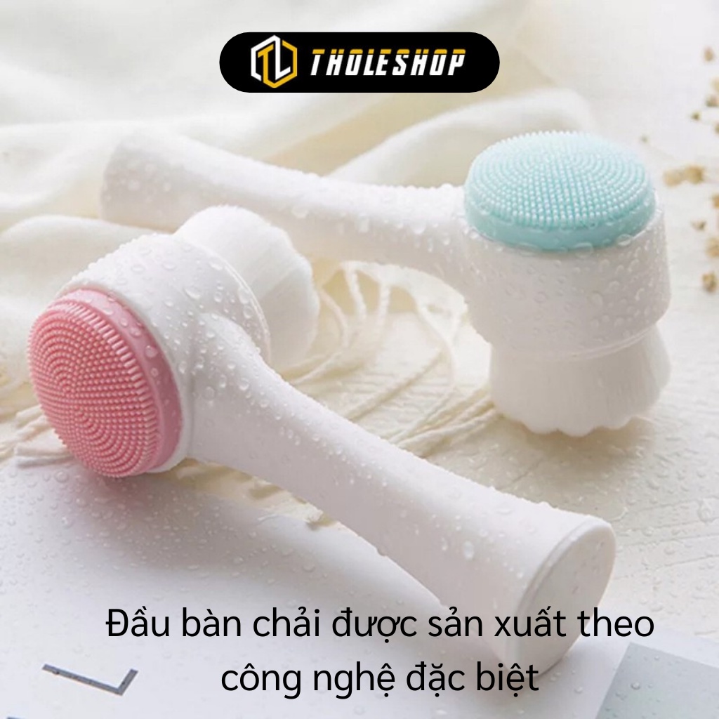 Cọ Rửa Mặt - Dụng Cụ Rửa Mặt 2 Đầu Silicone Và Lông Làm Sạch Bụi, Tẩy Tế Bào Chết 4759