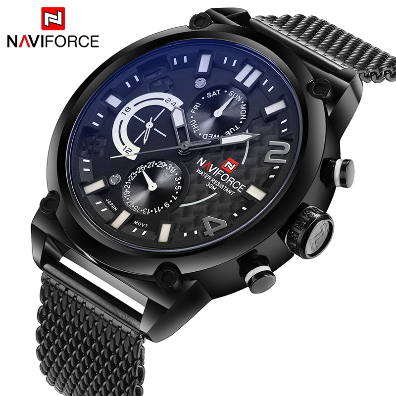 NAVIFORCE NF9068 Men Sport Fashion Stainless Steel Band Analog Quartz Watch