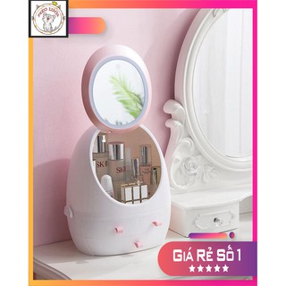[CÓ SẴN] Hộp gương HD đèn led cao cấp đựng mỹ phẩm chống bụi và ẩm mốc